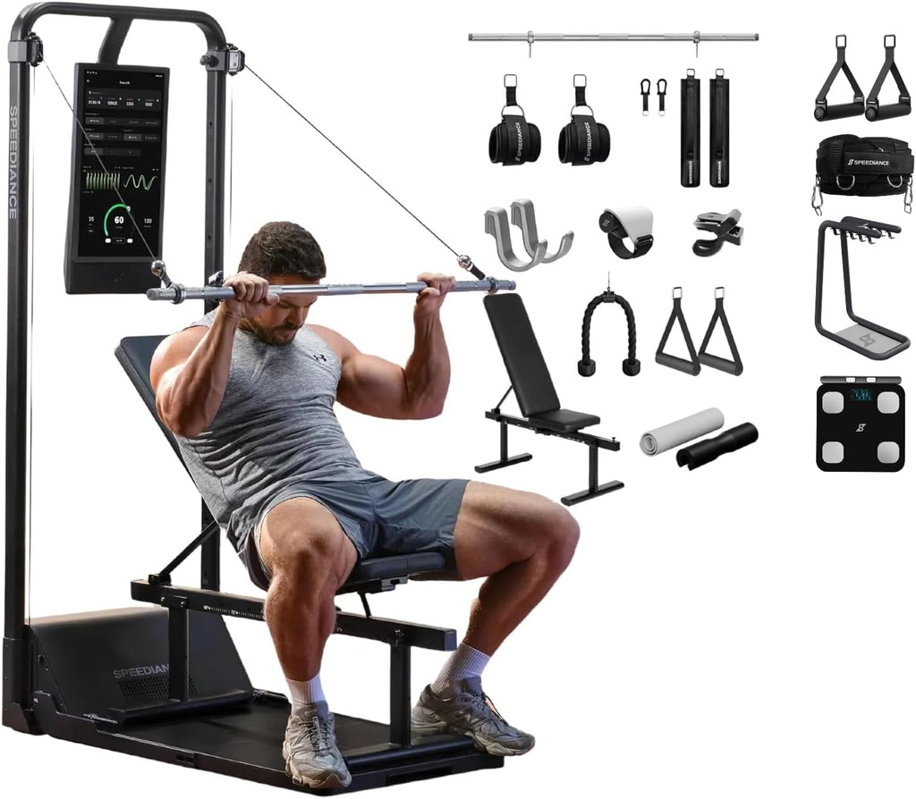 Speediance Gym Monster 2 Works Plus & PowerGrip & Weight Lifting Belt & Gym Accessories Organizer & Smart Body Fat Scale Bundle
