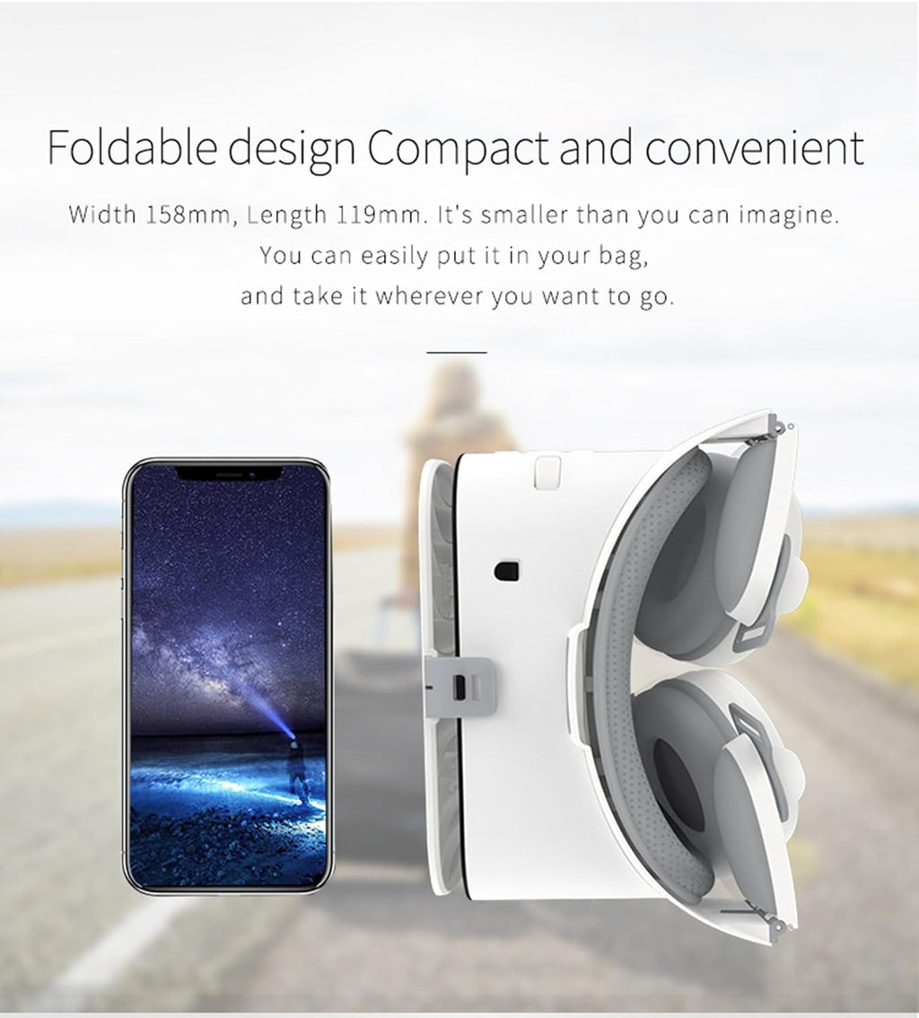 Virtual Reality VR Headset, Phone VR Glasses for 3D Video Game Play for Adults & Kids, VR Goggles w/Bluetooth Headphones Compatible with iPhone 17 16 15 14 13 12 Pro Samsung Galaxy S24 S23 S22