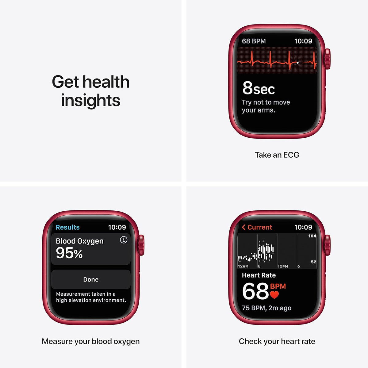 Apple Watch Series 7 (GPS + Cellular, 41MM) Red Aluminum Case with Red Sport Band (Renewed)
