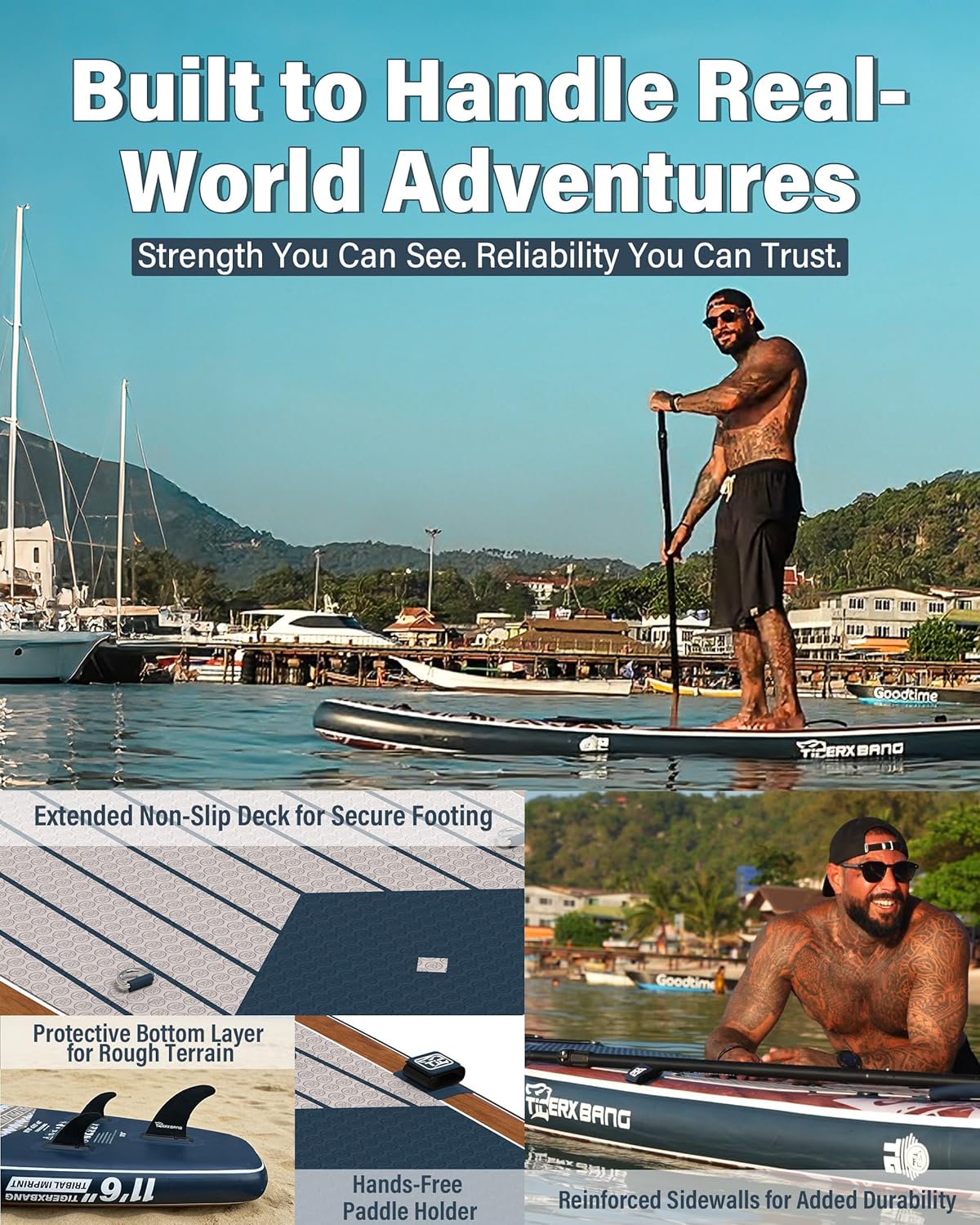 TIGERXBANG Inflatable Stand Up Paddle Board 11'6" x 35" x 6", Tribal Imprint Series, Extra Wide & Stable SUP, Ideal for Adults & Families, with Full Accessories