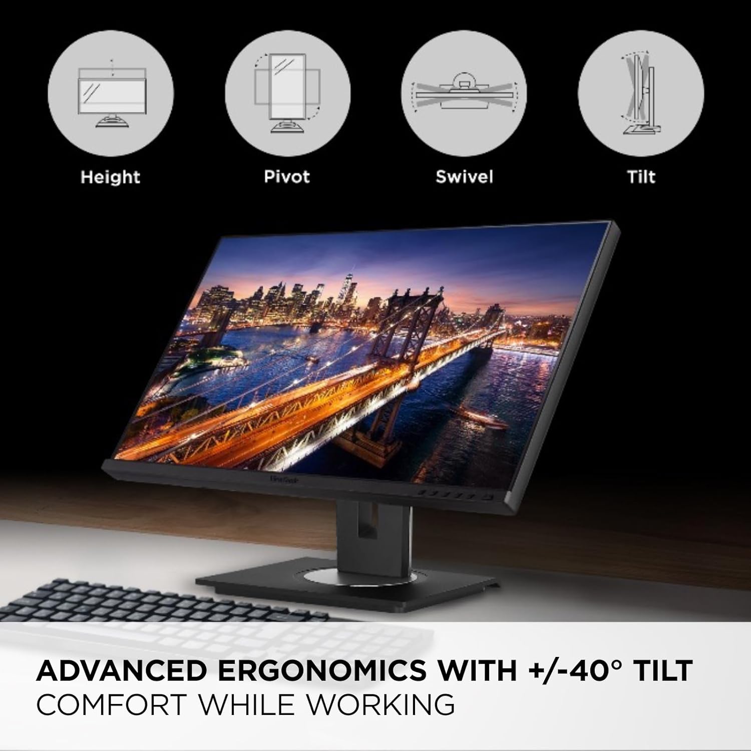 ViewSonic VG245 24 Inch IPS 1080p Monitor Designed for Surface w/Advanced Ergonomics, 60W USB C, HDMI, DP (Renewed)