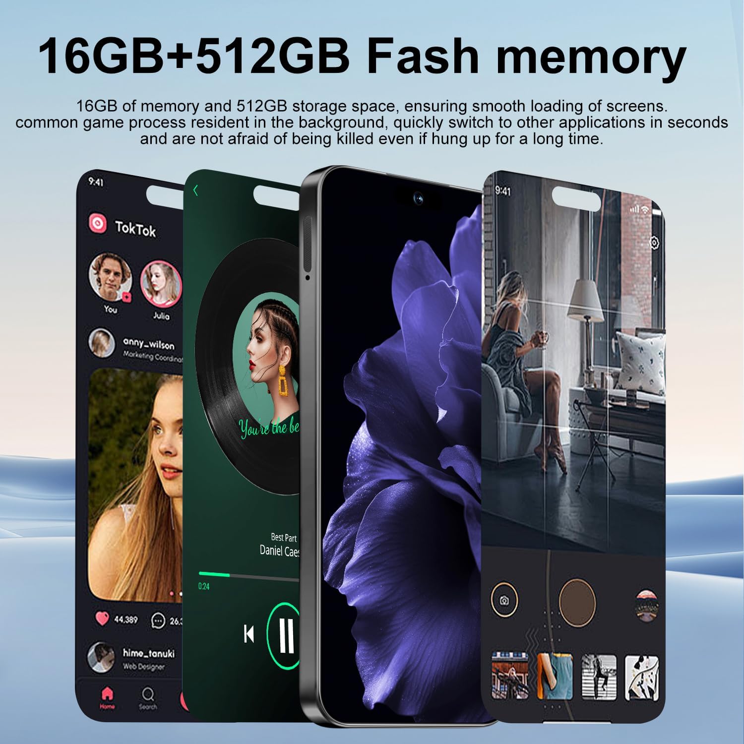16PM Smartphone: Massive 6.99" FHD+ Screen | Epic 7000mAh Battery Life | 16+512GB Extreme Speed | 108MP Pro Camera | Unlocked Android | Superior to 12GB RAM (Black)