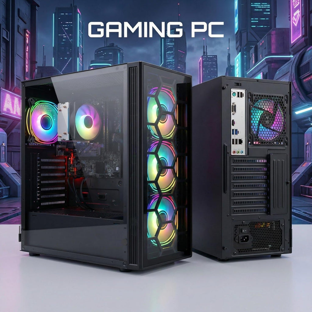 STGAubron RGB Desktop PC Computer, AMD Ryzen 5 3400G up to 4.2GHz, 16G DDR4, 512G SSD, WiFi 6 & BT 5.2, RGB Fan x4, Windows 11 Home