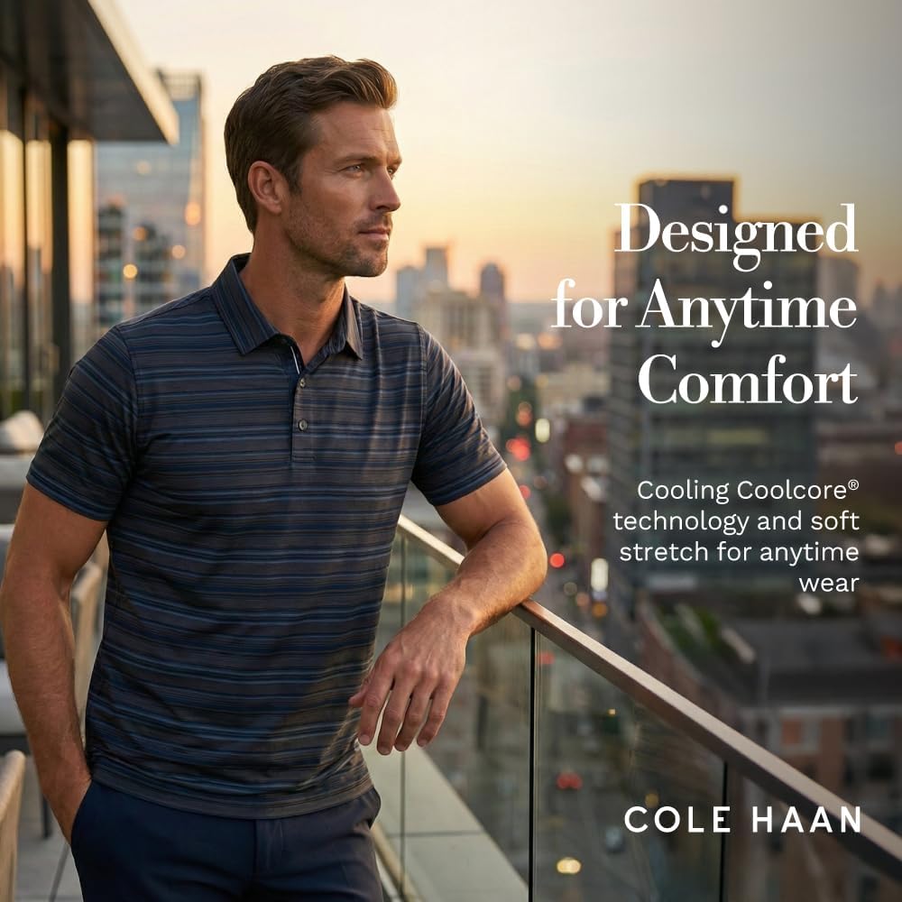 Cole Haan Links Golf Polo Shirts for Men - Lightweight and Breathable 4-Way Stretch with Moisture Management Technology