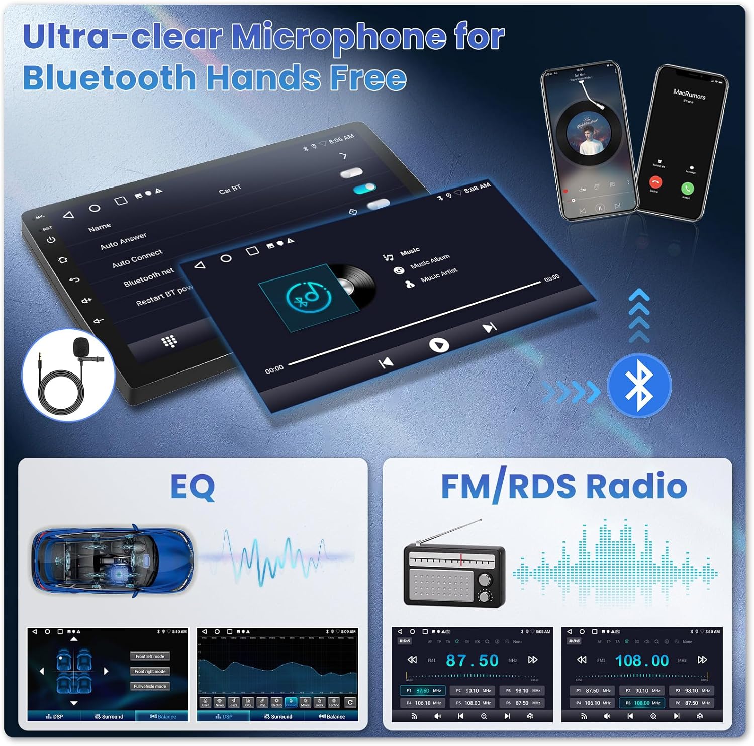 5Ghz WiFi 2G+64G Android 15 Car Radio for Jeep Liberty 2008-2012 Car Stereo with Wireless Carplay/Android Auto, 10 Inch HD Touch Screen with GPS Bluetooth FM/RDS EQ SWC Backup Camera MIC