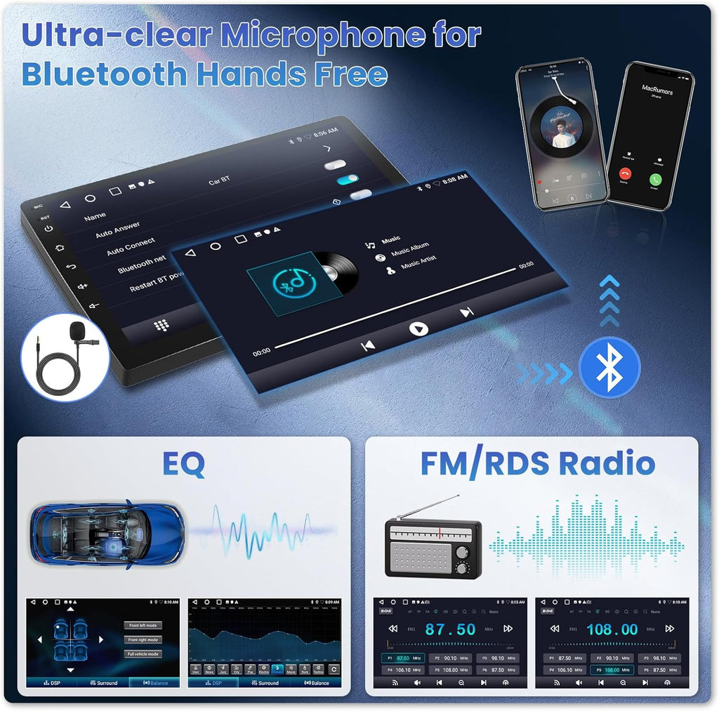 5Ghz WiFi 2G+64G Android 15 Car Radio for Jeep Liberty 2008-2012 Car Stereo with Wireless Carplay/Android Auto, 10 Inch HD Touch Screen with GPS Bluetooth FM/RDS EQ SWC Backup Camera MIC