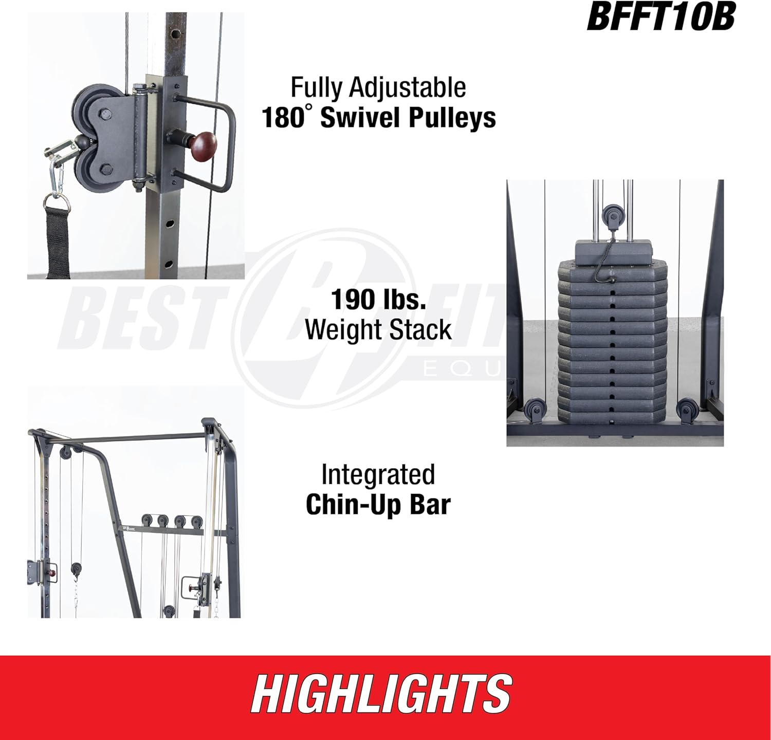 Body-Solid Best Fitness Functional Trainer Cable Machine, Full Body Workout Weight Stacks, Chest and Shoulder Exercise Home Gym LAT Pulldown Machines with 190lb Weights Stack
