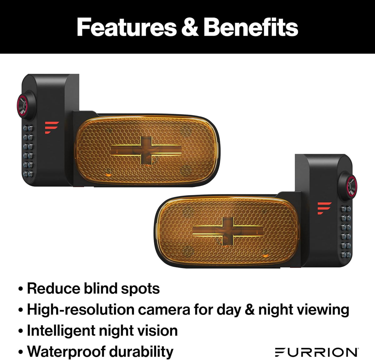 Furrion Vision S+ RV Observation System with Left/Right Side Cameras, Infrared Night Vision, 65-Degree Wide Viewing Angle - FCEFDTASH