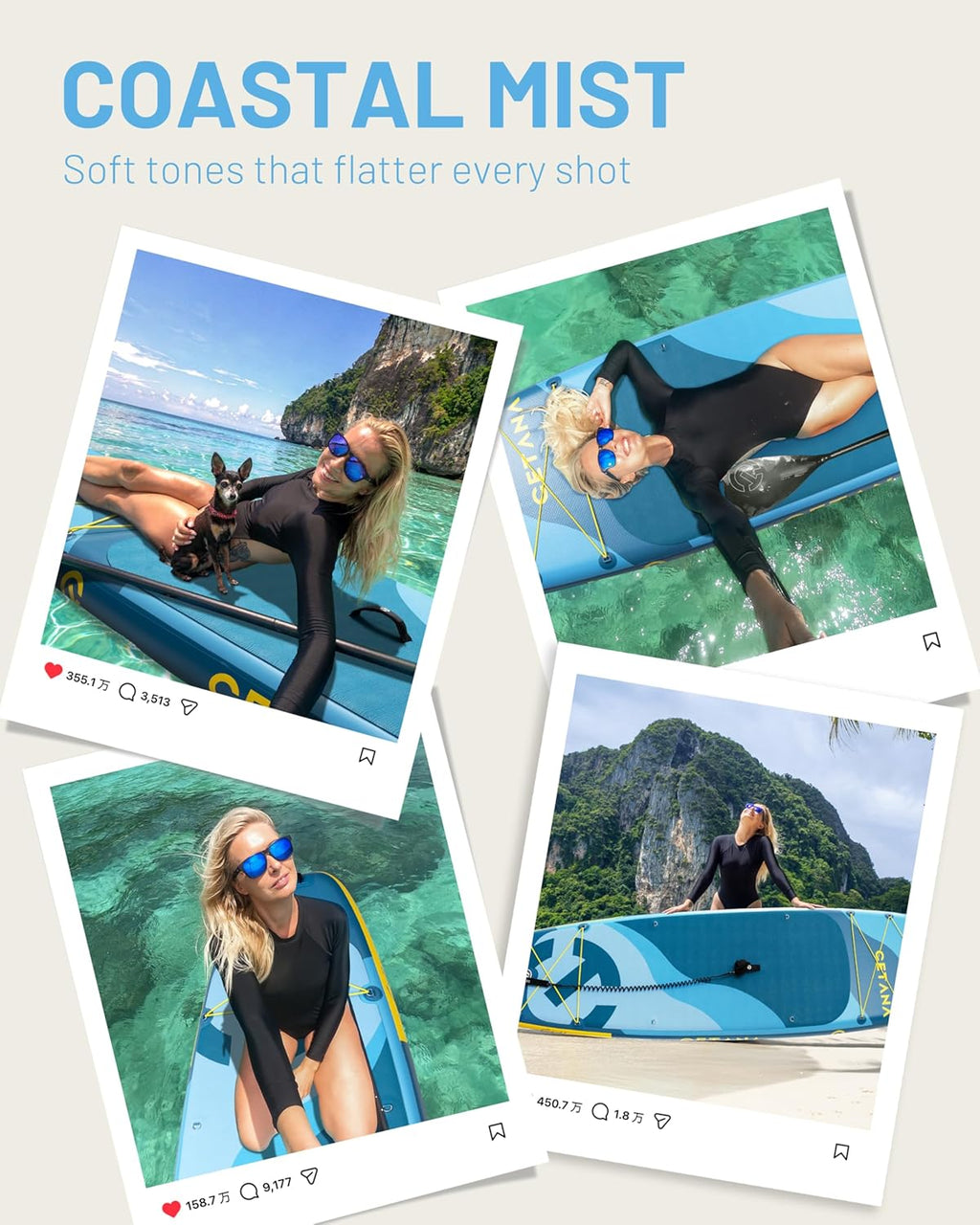 CETANA 11'6” x 35” Extra Wide Inflatable Paddle Board, 450 lb Capacity Wide Stable SUP, 2–3 Person Paddle Board for Photos, Aesthetic Photo-Ready Design, Beginner Friendly Stand Up Paddle Board