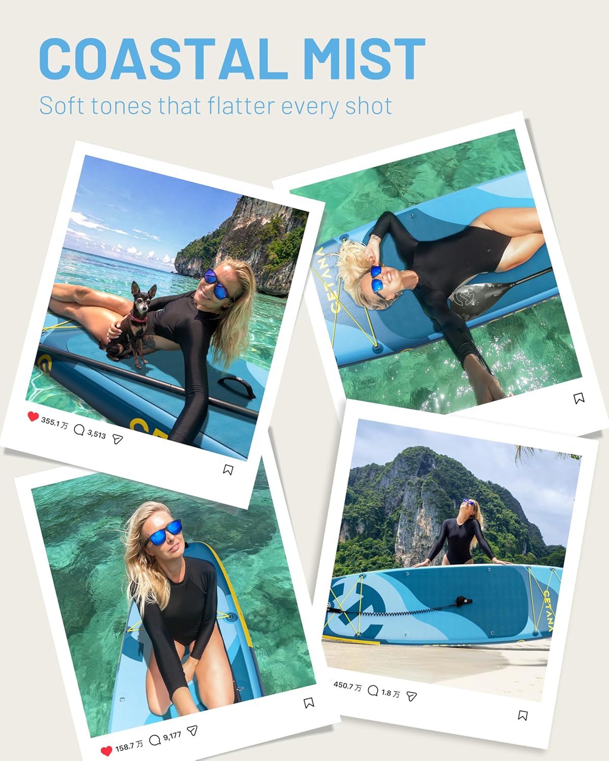 CETANA 11'6” x 35” Extra Wide Inflatable Paddle Board, 450 lb Capacity Wide Stable SUP, 2–3 Person Paddle Board for Photos, Aesthetic Photo-Ready Design, Beginner Friendly Stand Up Paddle Board