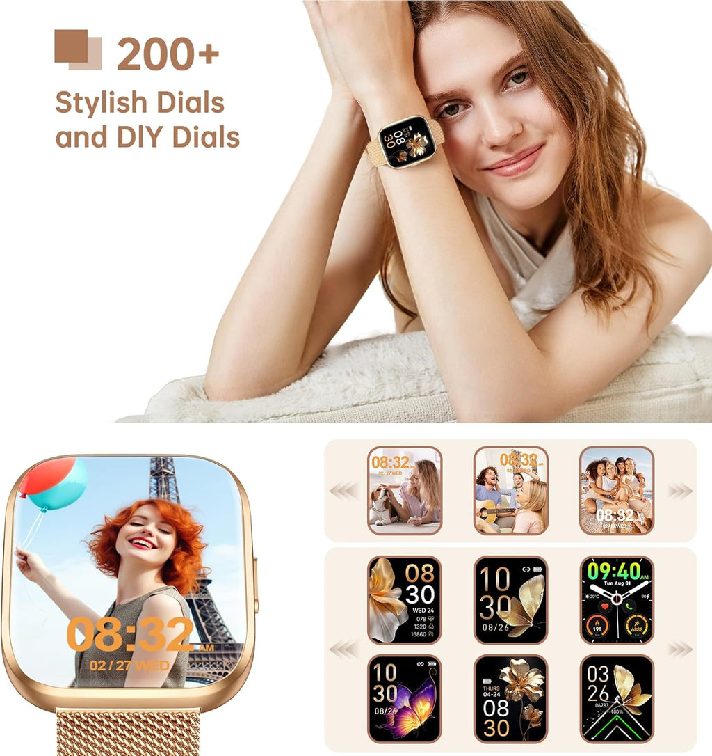 Smart Watches for Women, 1.91" HD Fitness Tracker (Answer/Make Calls), IP68 Waterproof, 120+ Sport Modes with Heart Rate and Sleep Monitor, Fitness Watch for iPhone/Android