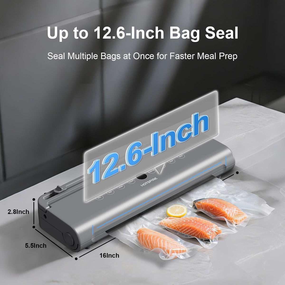 Food Vacuum Sealer Machine, Powerful & Continuous Vacuum Sealing for Kitchen Storage & Meal Prep, Wet & Dry Food Sealing, Detachable Upper & Lower Design for Easy Cleaning, Includes 50 Bags
