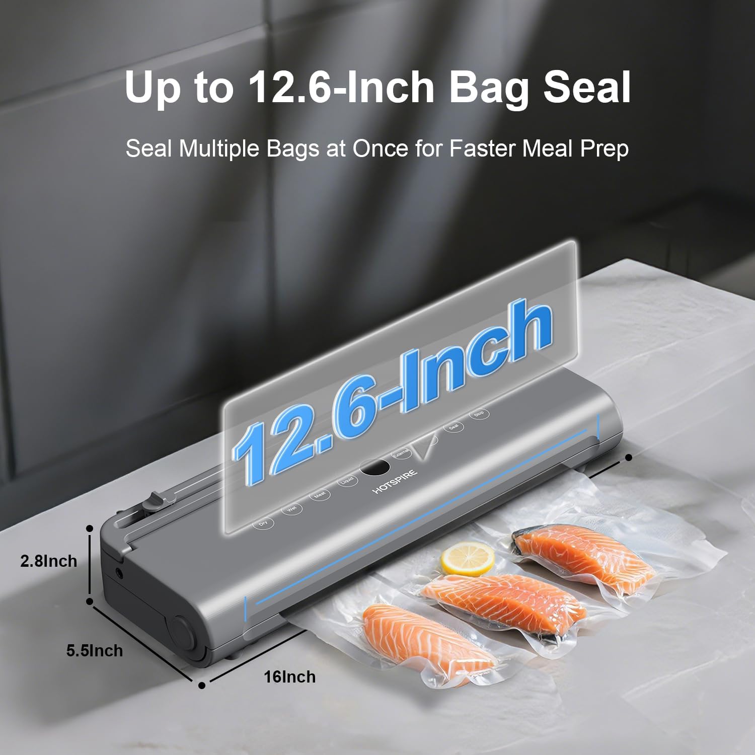 Food Vacuum Sealer Machine, Powerful & Continuous Vacuum Sealing for Kitchen Storage & Meal Prep, Wet & Dry Food Sealing, Detachable Upper & Lower Design for Easy Cleaning, Includes 50 Bags