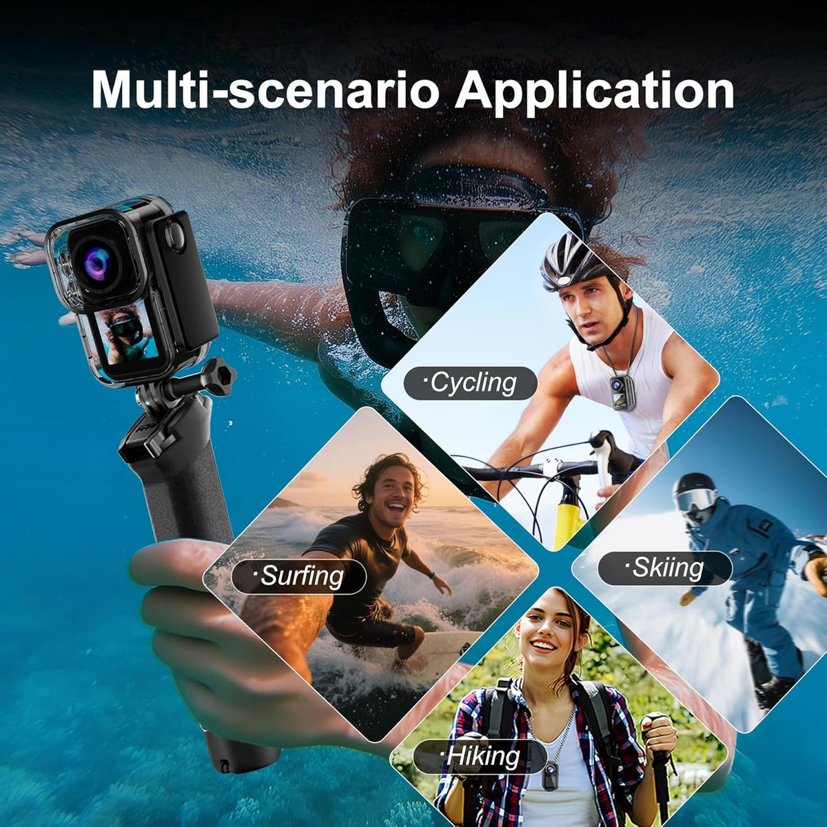 4K Mini Action Camera, EIS Stabilization, 130° Wide Angle, Dual Touchscreen, Pre-Record, Waterproof for Vlogging, Outdoor Adventures(Black, 128, GB)