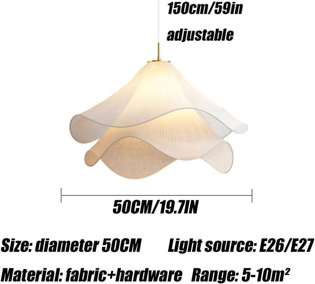 Modern Simple Hanging Lamp Cream Petal Fabric Chandelier Decoration Warm Romantic E26 Pendant Light For Indoor Living Dining Room Bedroom Home Pendant Lamp Kitchen Island Restaurant Cafe Light