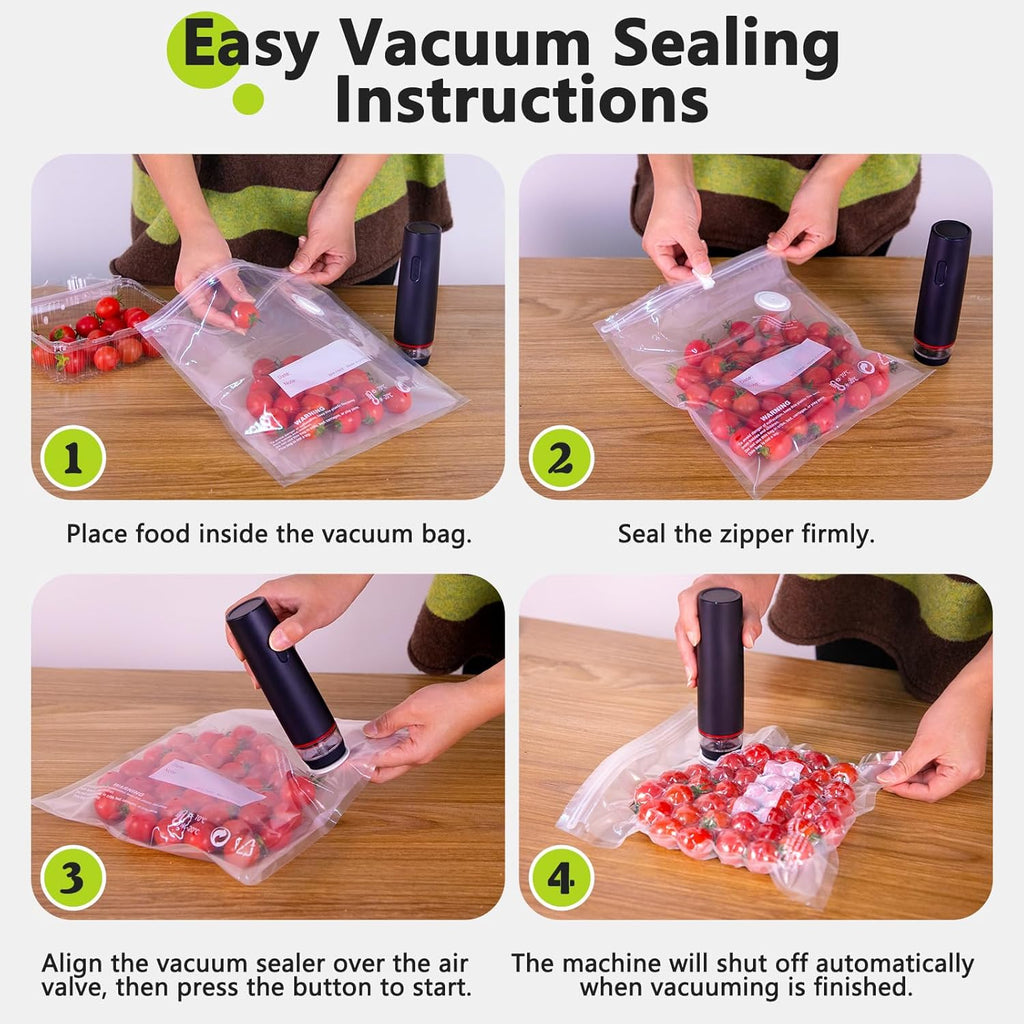 Compact Vacuum Sealer for Food, Cordless Handheld Vacuum Sealer Machine with 30 Reusable Vacuum Seal Bags, Ideal Portable Vacuum Sealer for Travel, Kitchen Meal Prep and Camping