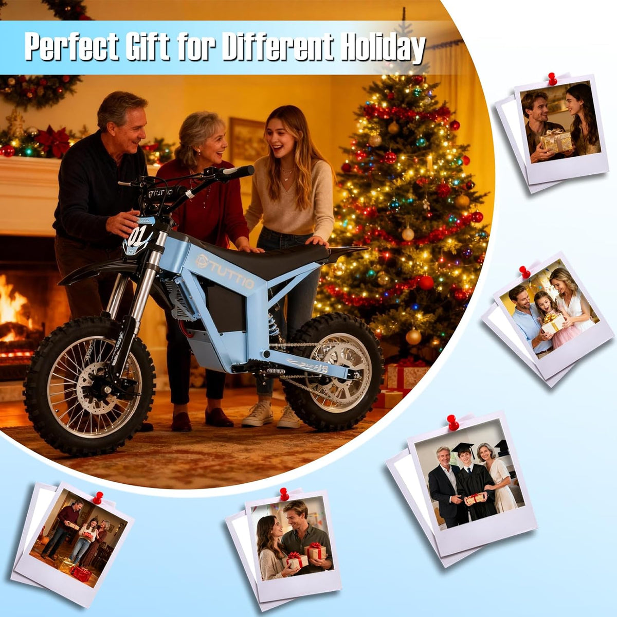 Tuttio Electric Dirt Bike Teens Adults 2000W/3000W 220NM 37MPH Electric Bike 48V 21AH Removable Battery with Hydraulic Brakes (21AH Dirt Bike)