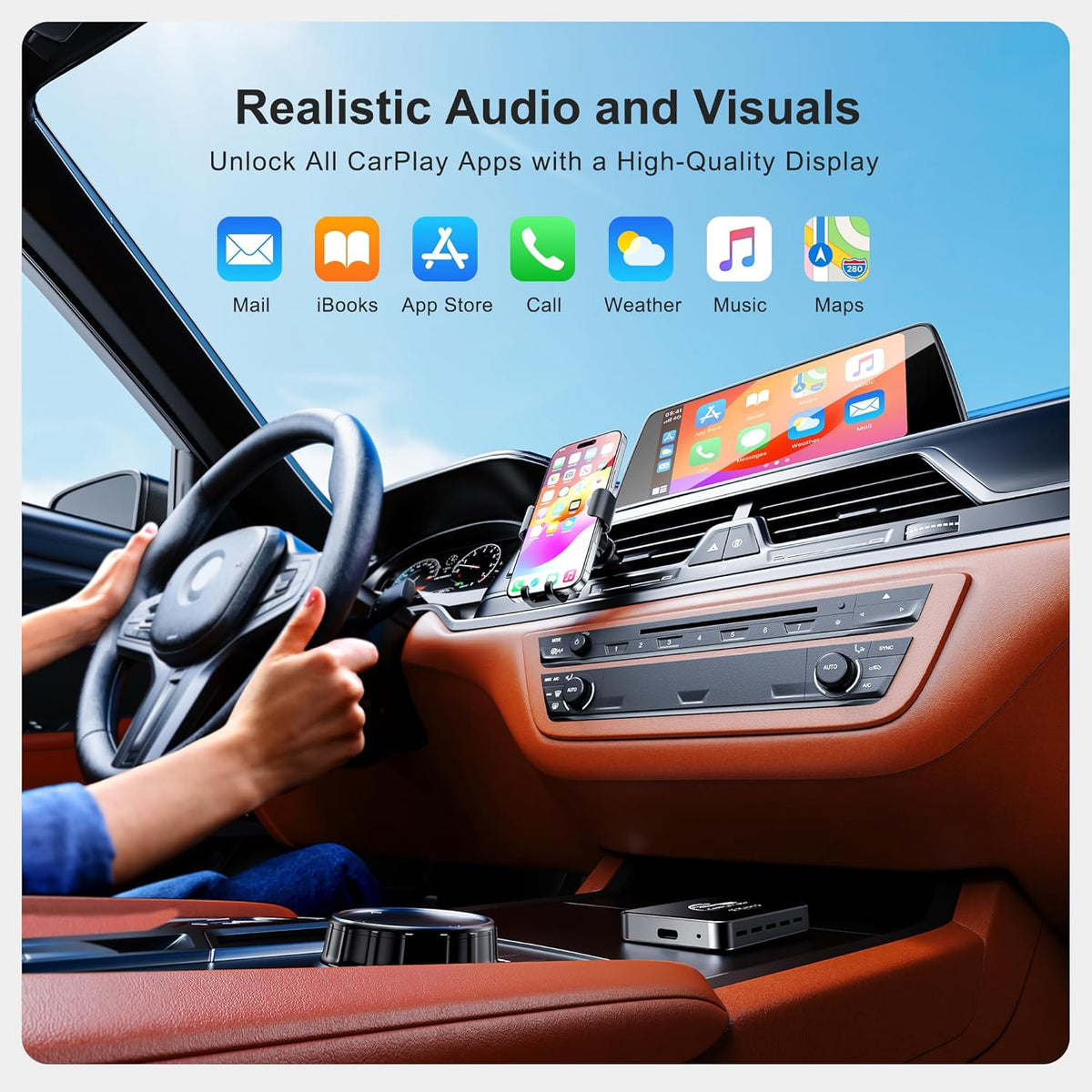 FAIMEE AI Box Wireless CarPlay & Auto Adapter - Plug & Play, Dual-Band WiFi, Bluetooth 5.0, 4K Video Support, Android 12.0 System, Compatible with Factory CarPlay & Android Auto （4GB RAM+32GB ROM）
