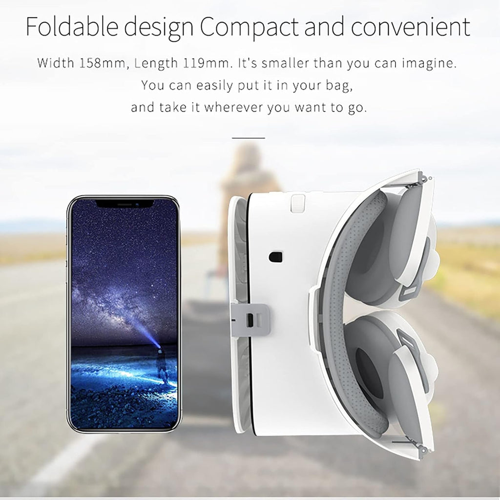 Full Screen Virtual Reality Goggle 3D VR Glasses with Remote Controller, Original Stereo 3D VR Glasses for iPhone 14 13 12 11 Pro Mini X R S Max Samsung Galaxy VR Set for iOS Android Phone (Color : W