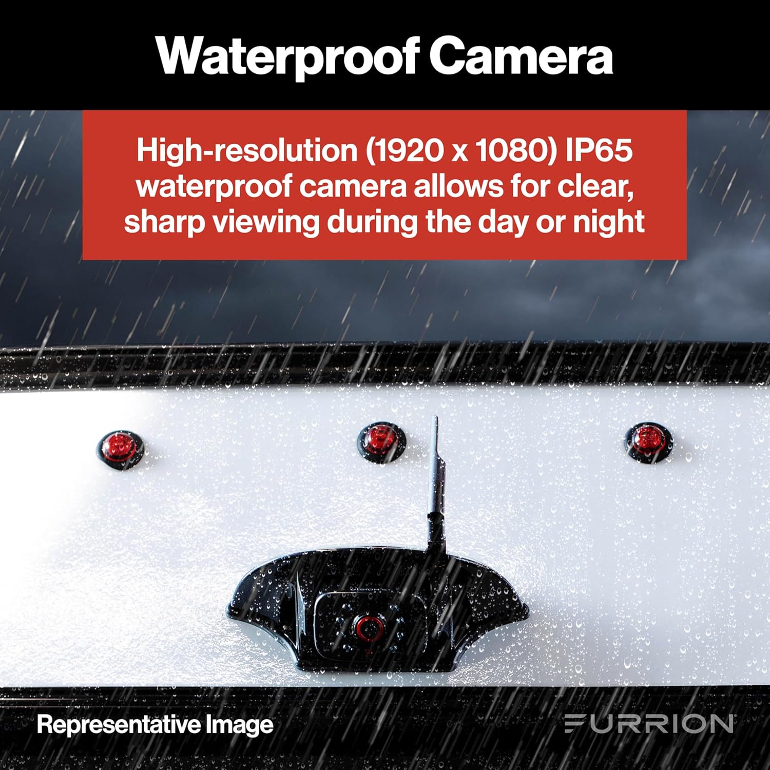 Furrion Vision S+ RV Observation System with 7" Monitor, Left/Right Side Cameras with LED Marker Lights, Sharkfin, Infrared Night Vision, Live Streaming, Wide Viewing Angle - FOS7HTAEN