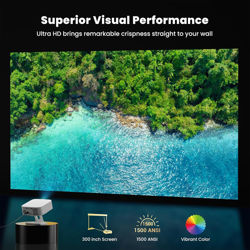 1500 ANSI/Built-in APPs Smart Projector with Wifi and Bluetooth: NICPOW Native 1080P Outdoor Projector, Compatible with Netflix, Auto Focus & Keystone, Portable Proyector for Home & Outdoor Use
