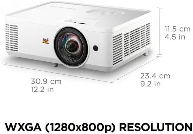 ViewSonic PS502W 4000 Lumens WXGA Short Throw Projector, High Brightness for Business and Education, Easy Widescreen Setup, Dual HDMI, and USB-A Connectivity Inputs