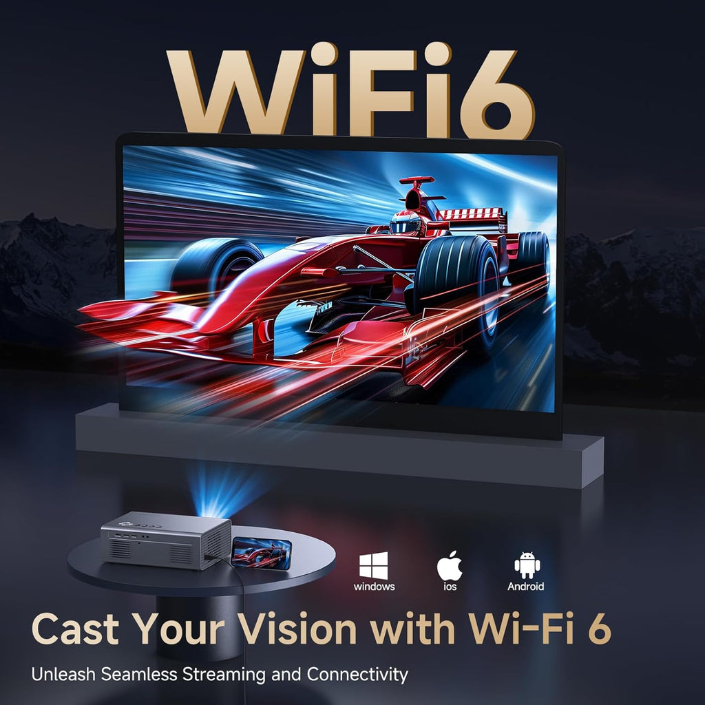 4K Projector with Built-in Apps, 1500ANSI Auto Focus&6D Keystone Dolby Audio Kogata Smart Projector with WiFi 6 Bluetooth Outdoor Movie Proyector for Home Theater HDR10+ UPGRADE