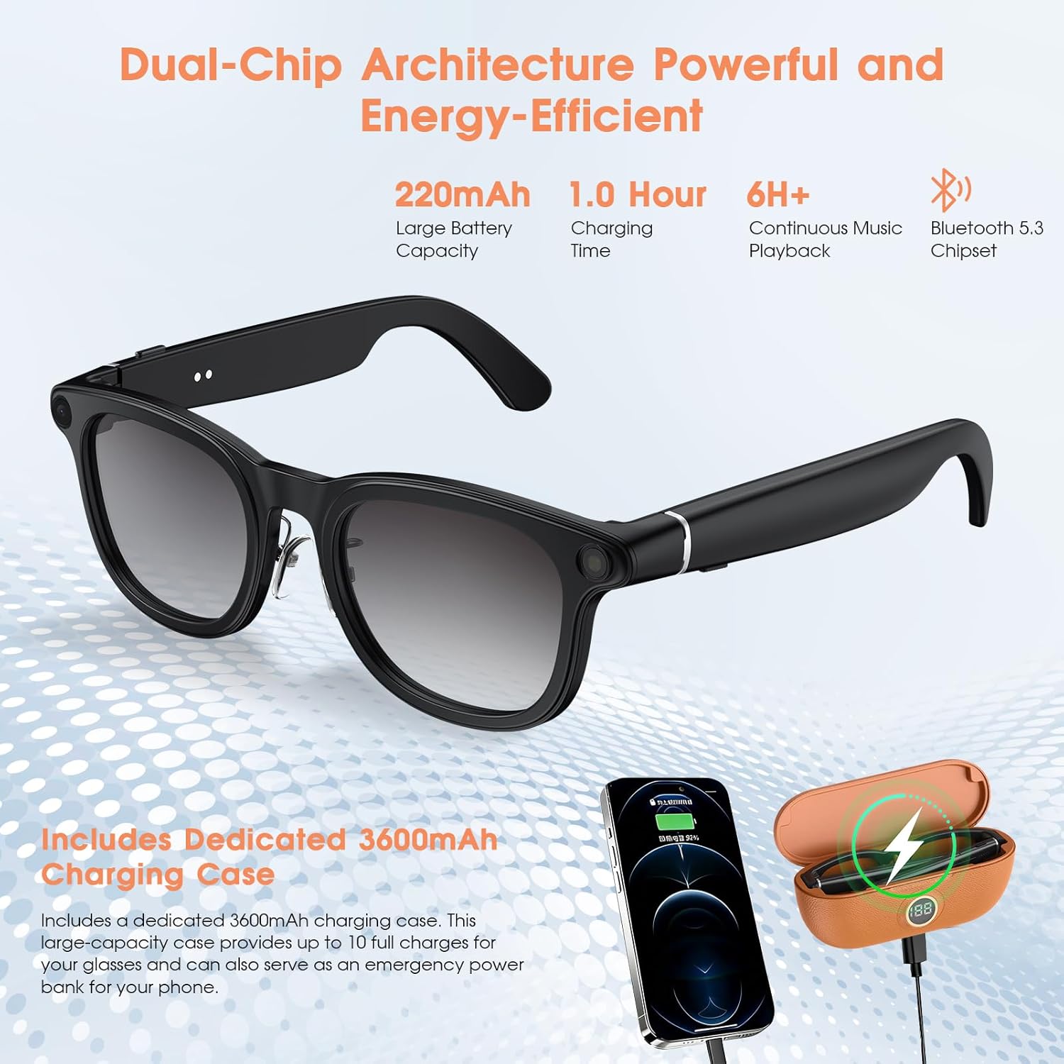 2026 AI Smart Glasses with Camera, 8MP Action Camera & 4K Video Recording Glasses with 3600mAh Charging Case, Photochromic Sunglasses, EIS Stabilization,Bluetooth Glasses for Men Women Cycling Working