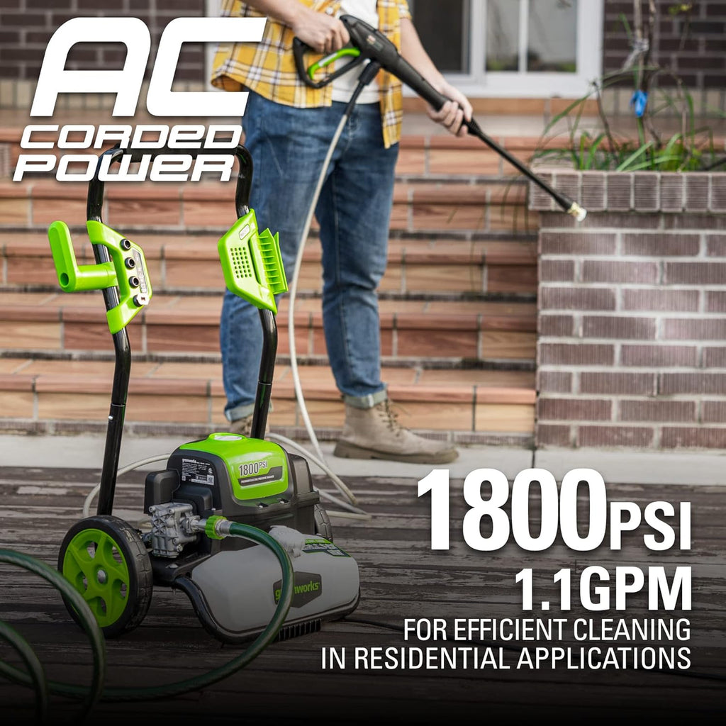 Greenworks 1800 PSI 1.2 GPM Pressure Washer (Open Frame) PWMA Certified