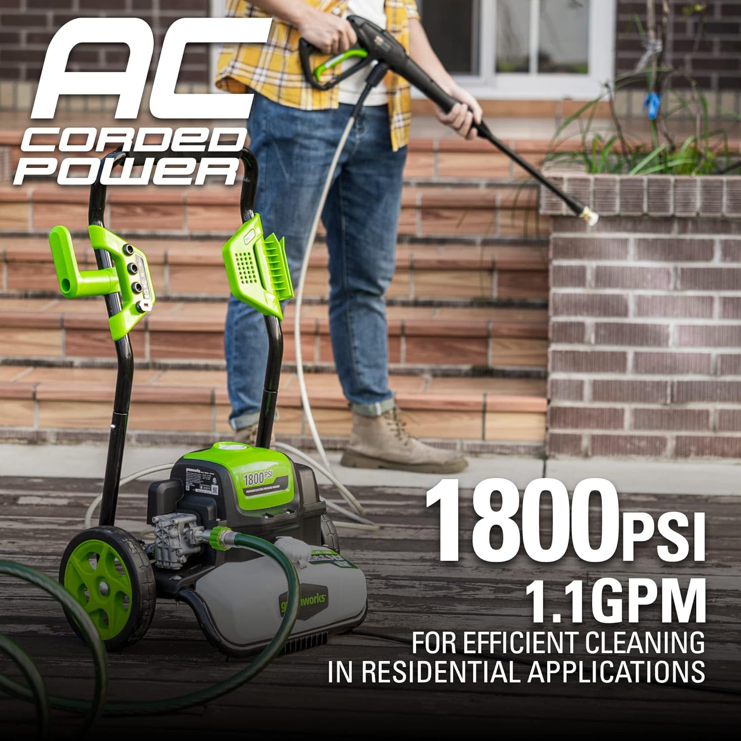 Greenworks 1800 PSI 1.2 GPM Pressure Washer (Open Frame) PWMA Certified