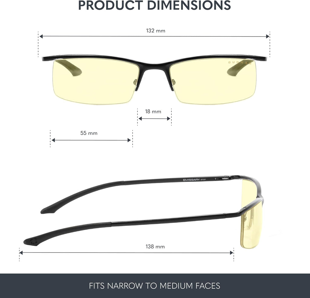 GUNNAR - Premium Gaming and Computer Glasses - Blocks 65% Blue Light - Emissary, Onyx, Amber Tint