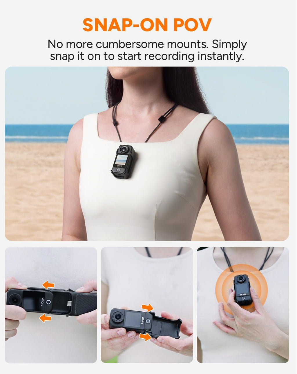 SJCAM C400 4K Travel Vlogging Camera,7H Recording Body Camera for YouTube Creators and Bloggers,6-Axis Stabilizer & 2.29'' Touch Screen,30M Underwater,Black,Camara para grabar contenido
