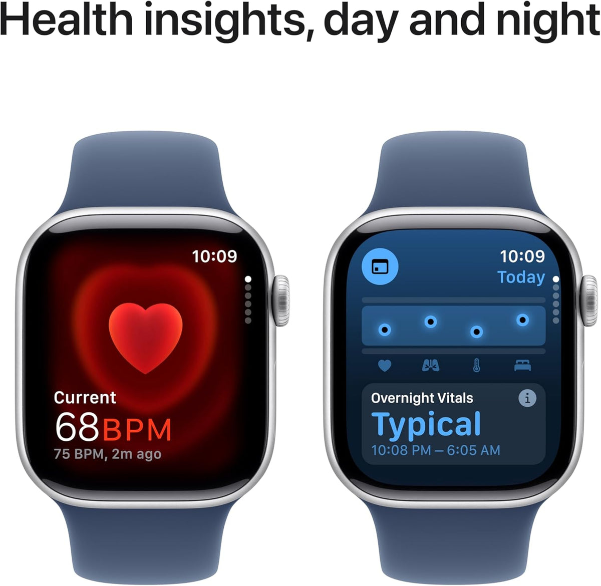 Apple Watch Series 10 GPS 42mm with Silver Aluminium Case with Denim Sport Band - S/M. Fitness Tracker, ECG App, Always-On Retina Display, Water Resistant with AppleCare+ (2-years)