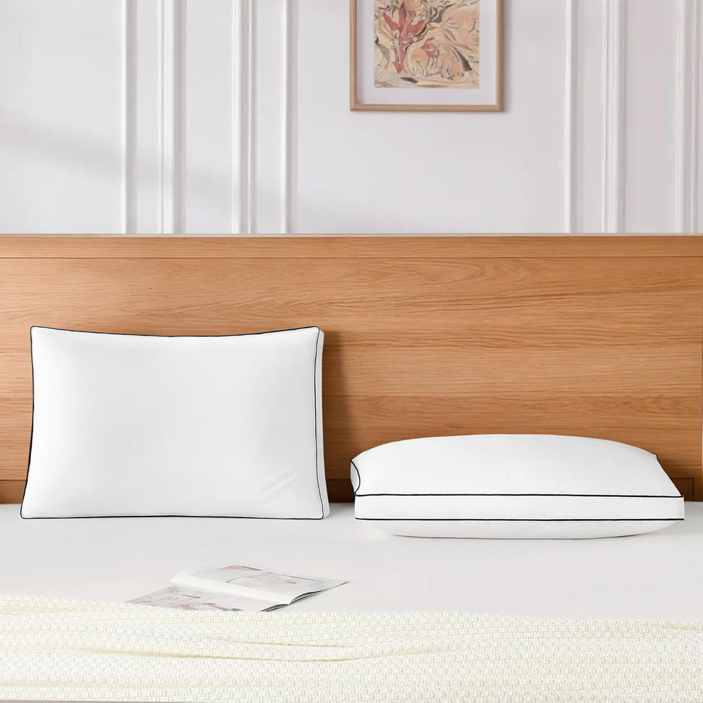 DOWNSTORIA Goose Feather Down King Bed Pillows 2 Pack, Luxury Hotel Collection Pillows Set of 2 with Gusset, Down Surrounded Pillow for Side and Back Sleepers, Gusseted Fluffy Pillows 20x36 in.