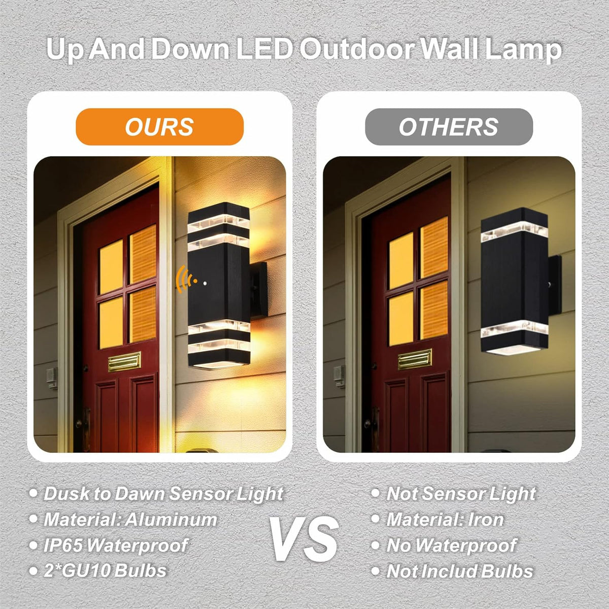DASTOR 4 Pack Dusk to Dawn Outdoor Wall Lights, 3000K Warm White Exterior Lighting Fixtures, Up and Down Porch Lights Outdoor, Waterproof Outside Lights for House Porch Garage