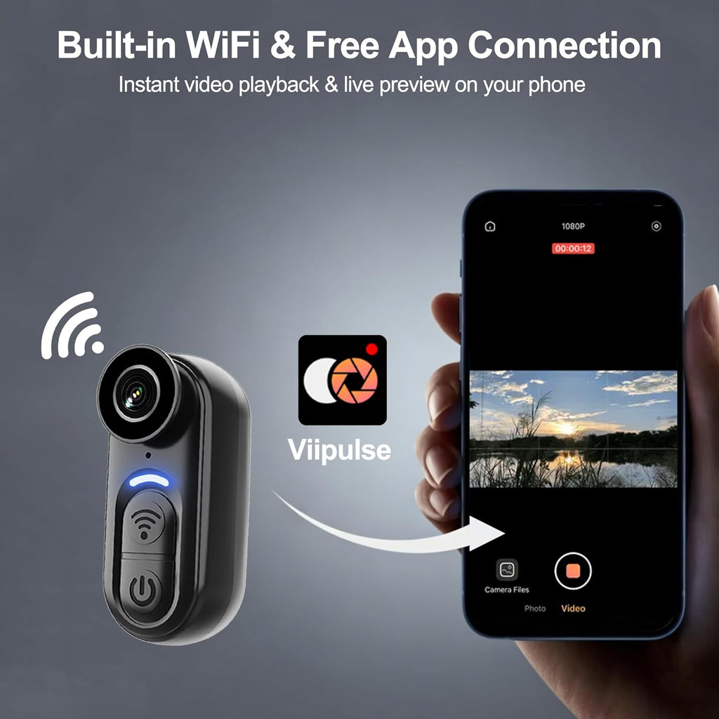 4K Mini Body Action Cameras POV Cam, 64GB Sports Camera with Audio Video Recording, WiFi Magnetic Wearable IPX5 Waterproof Thumb Cams with Stabilization for Motorcycle Vlogging Cycling Hiking Working
