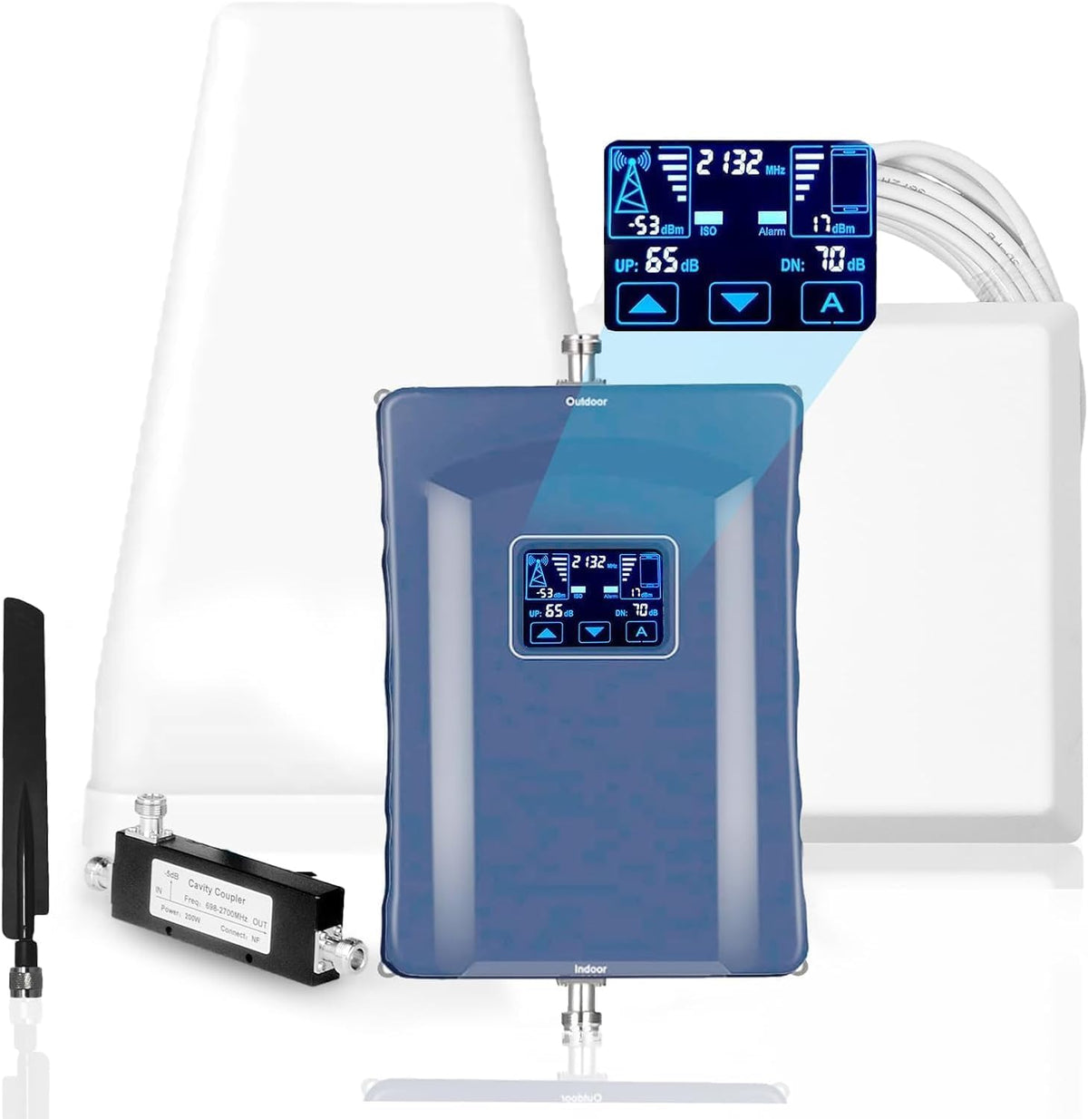 Cell Phone Booster for All U.S Carriers | Boosts 5G 4G LTE 3G | Cell Phone Signal Booster for Home and Office | 2 Indoor Antennas | Touch Screen Display | FCC Approved