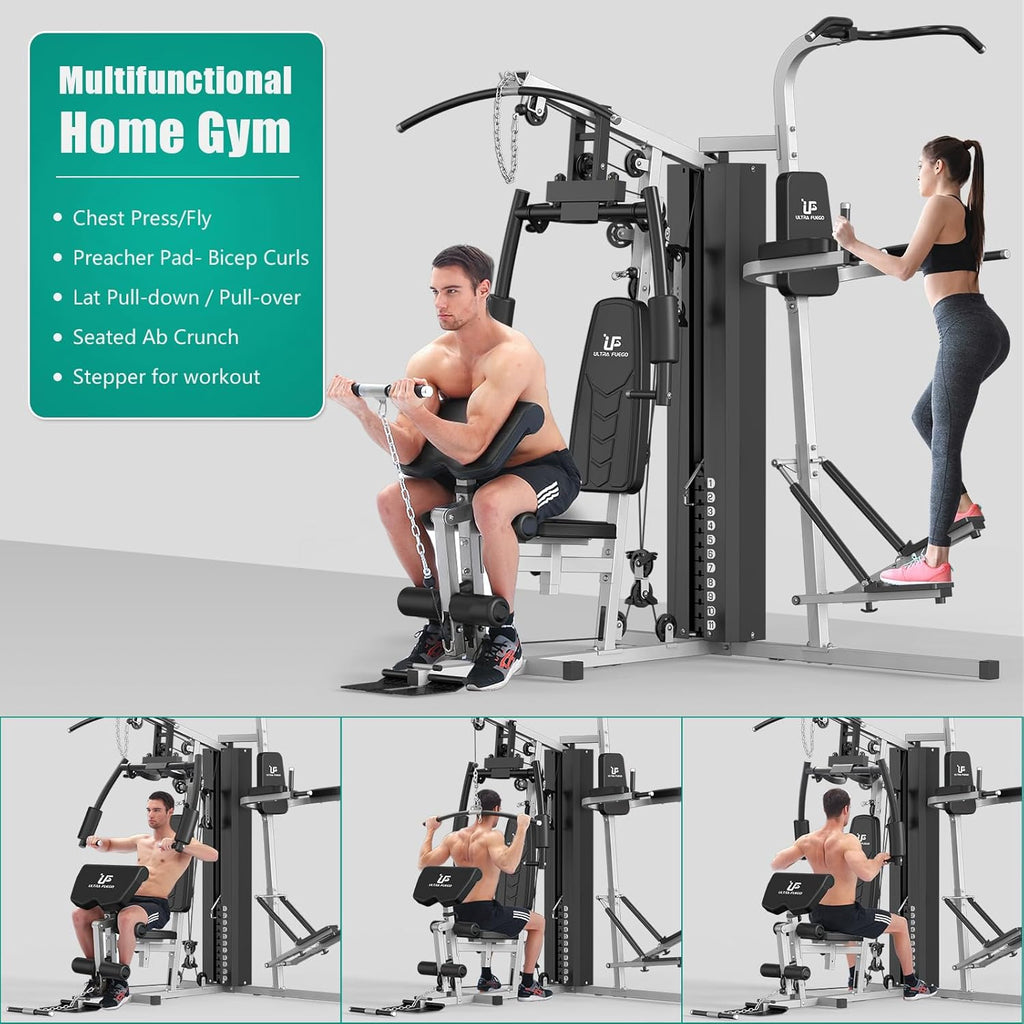 ULTRA FUEGO Multifunctional Home Gym Equipment Workout Station with Pulley System, Arm, and Leg Developer for Full Body Training
