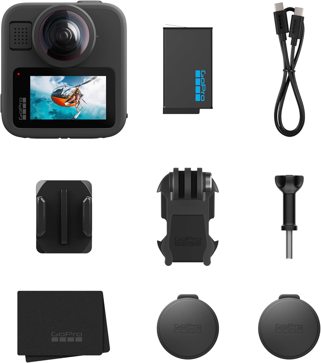 GoPro MAX2 - Waterproof 360 + Traditional Action Camera with Touch Screen, Spherical 8K Video, 29MP 360 Photos, Easy Replaceable Lenses, HyperSmooth Stabilization, 6 Microphones