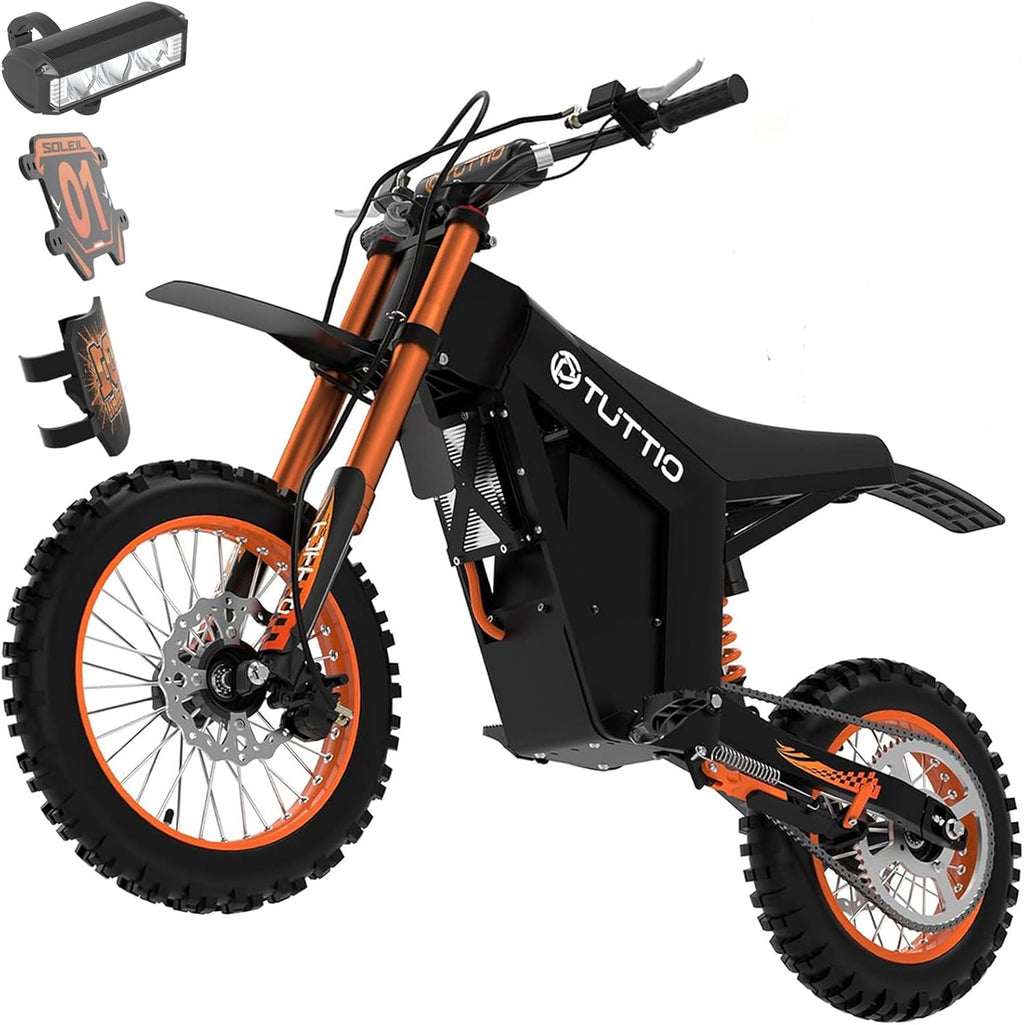 Tuttio Soleil01 Electric-Dirt-Bike for Teens Adults, 14"/12" Fat Tire 2000W 37MPH Electric-Motorcycle with 48V 21AH Battery Ebike 200NM Hydraulic Brakes Mountain Off-Road EBike