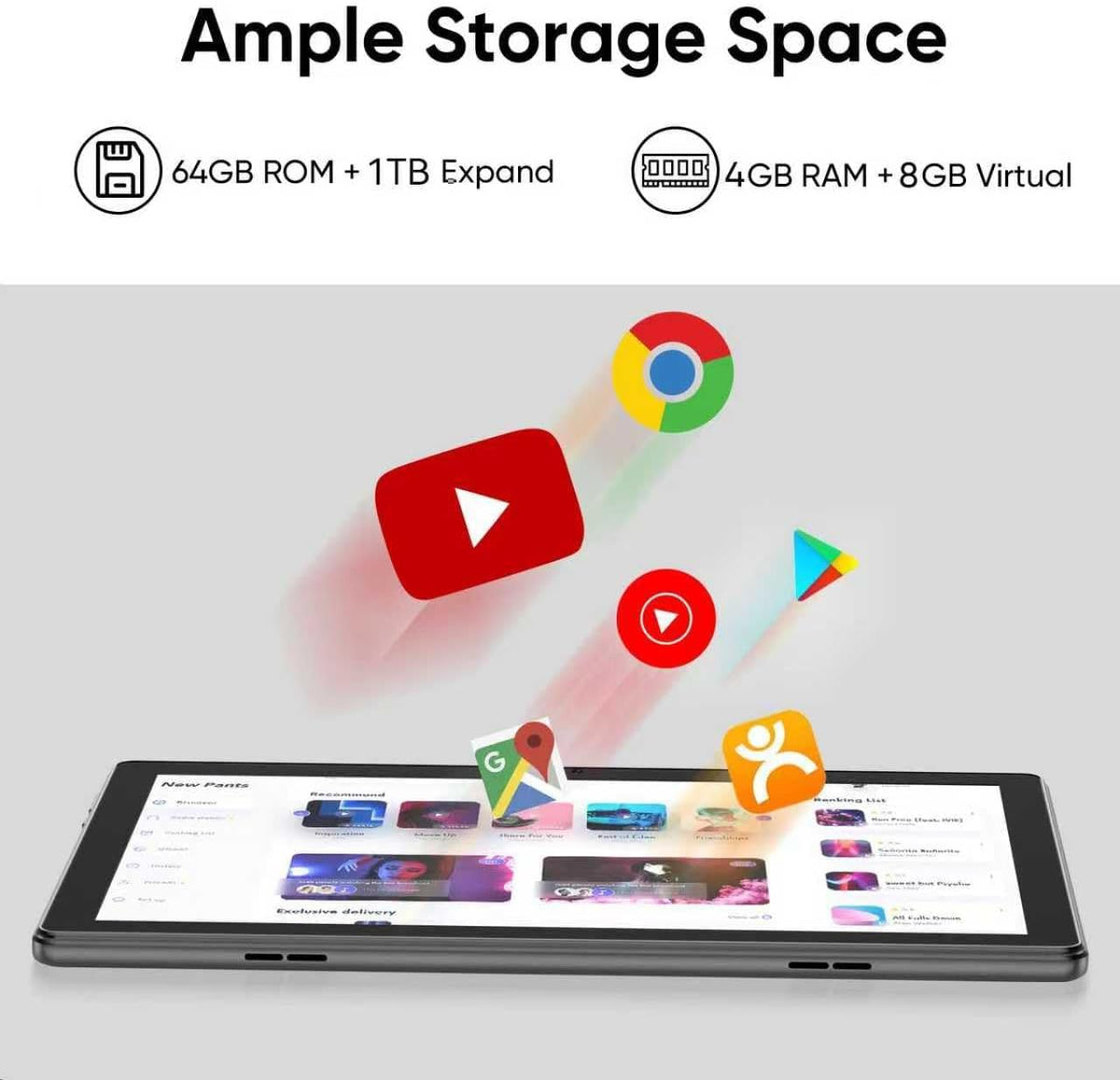 aiprotablet Tablet 10 inch Android 15 Tablets, 12GB RAM 64GB ROM 1TB Expand, Quad-Core Processor, 1280x800 LCD Touch Screen, WiFi 5, Dual Camera, BT5.0, 6000mAh Battery (Blue)