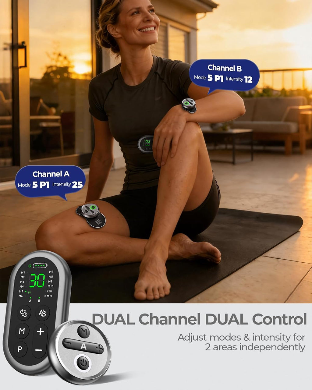 KingPavonini 48 Mode Wireless TENS Unit Muscle Stimulator 2 Channel, Rechargeable TENS Machine for Pain Relief with Remote & Charging Case, Portable TENS Unit for Back Shoulder Sciatica, Model HZ9151B