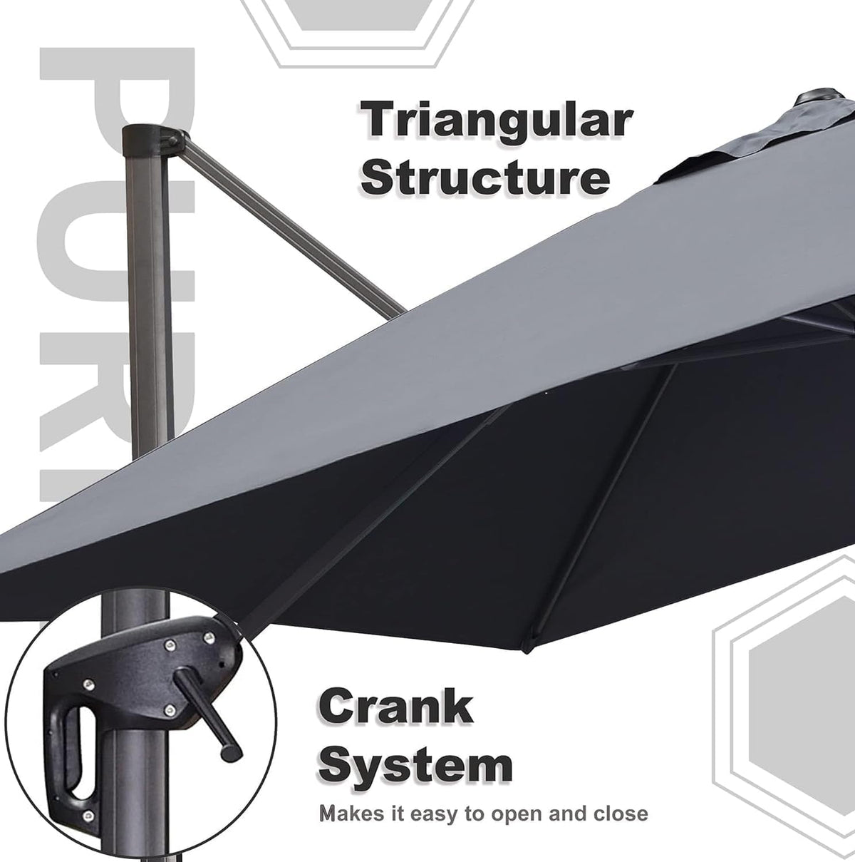 PURPLE LEAF 9' X 11.5' Patio Umbrella with Base Rectangle Cantilever Umbrella Outdoor Offset Umbrella with 360-degree Rotation for Garden Deck Pool Patio Light Grey