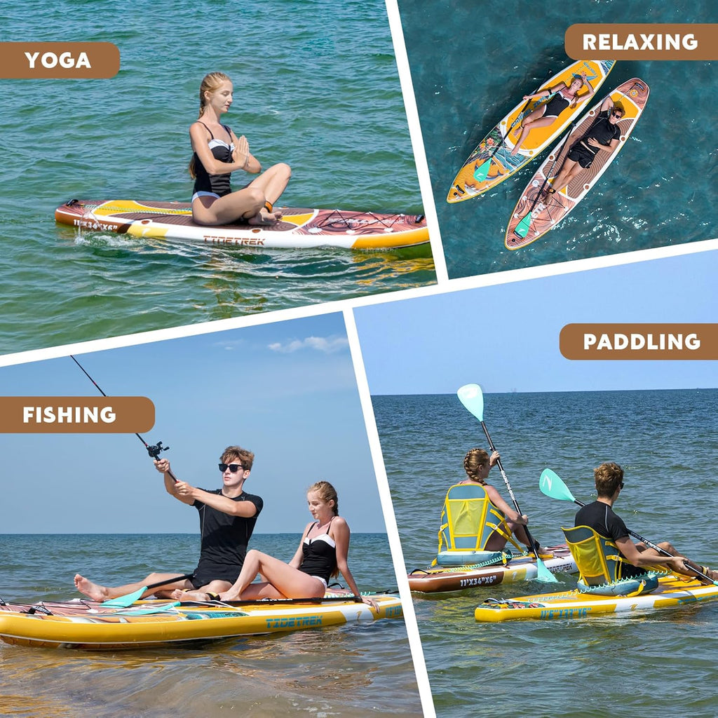 11'/11'6" x 33"/34" x 6" Inflatable SUP Paddle Board – Extra-Wide, Stable Stand Up Paddle Board with Premium Full Accessory Set for Adults & Youth