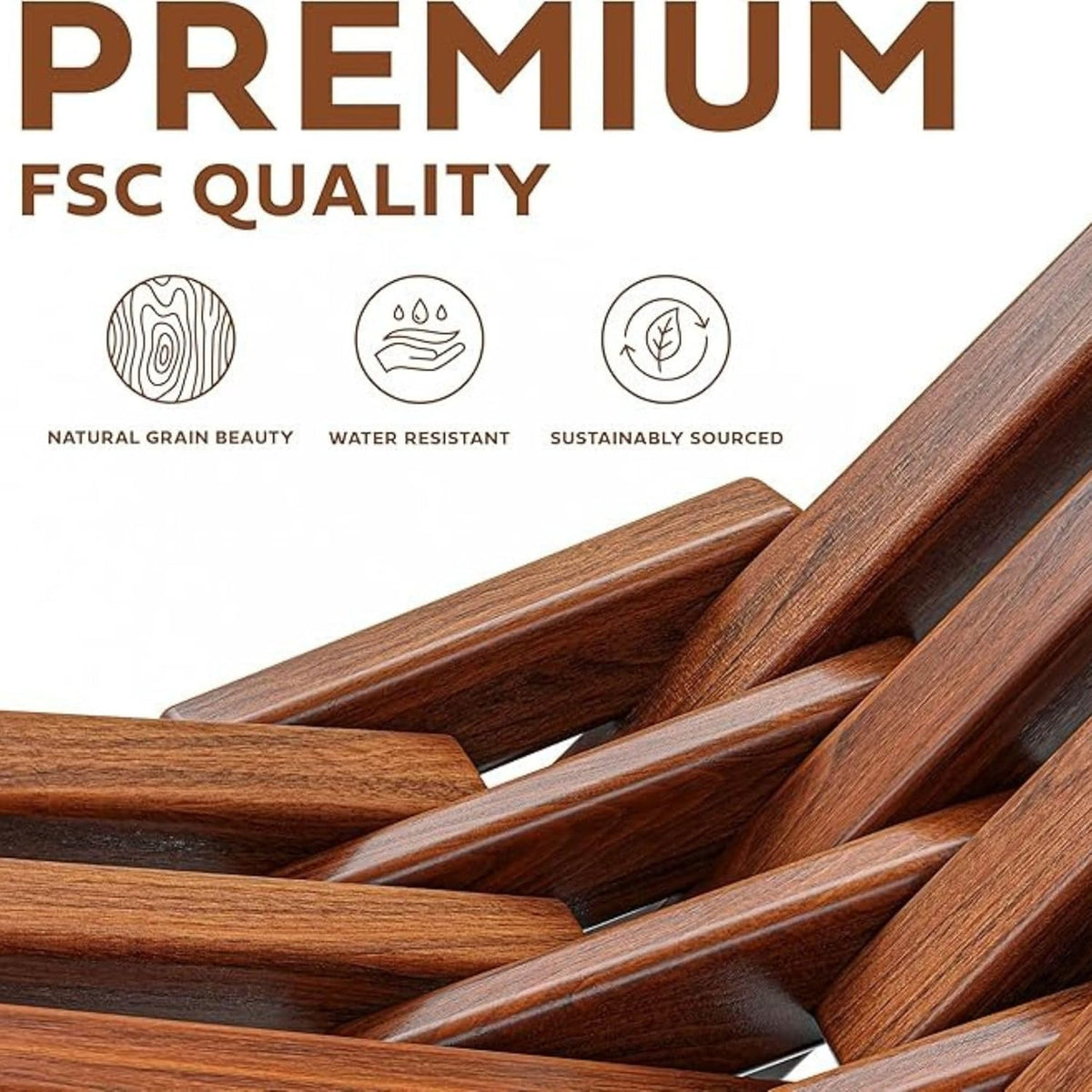 Melino 2-Pack Wooden Folding Tamarack Chair, Low Profile Outdoor Lounge Seat, Chestnut - Foldable Acacia Seating for Patio and Lawn, Portable Beach or Camping Wood Furniture