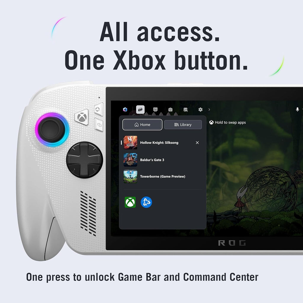 ASUS ROG Xbox Ally Gaming Handheld 7" 120Hz Touchscreen IPS Display (AMD Ryzen Z2 A, 16GB LPDDR5X, 1TB SSD, AMD RDNA 2 Graphics, Fingerprint, WiFi 6E, Bluetooth 5.4, Win 11 Home) /w DKZ Hub