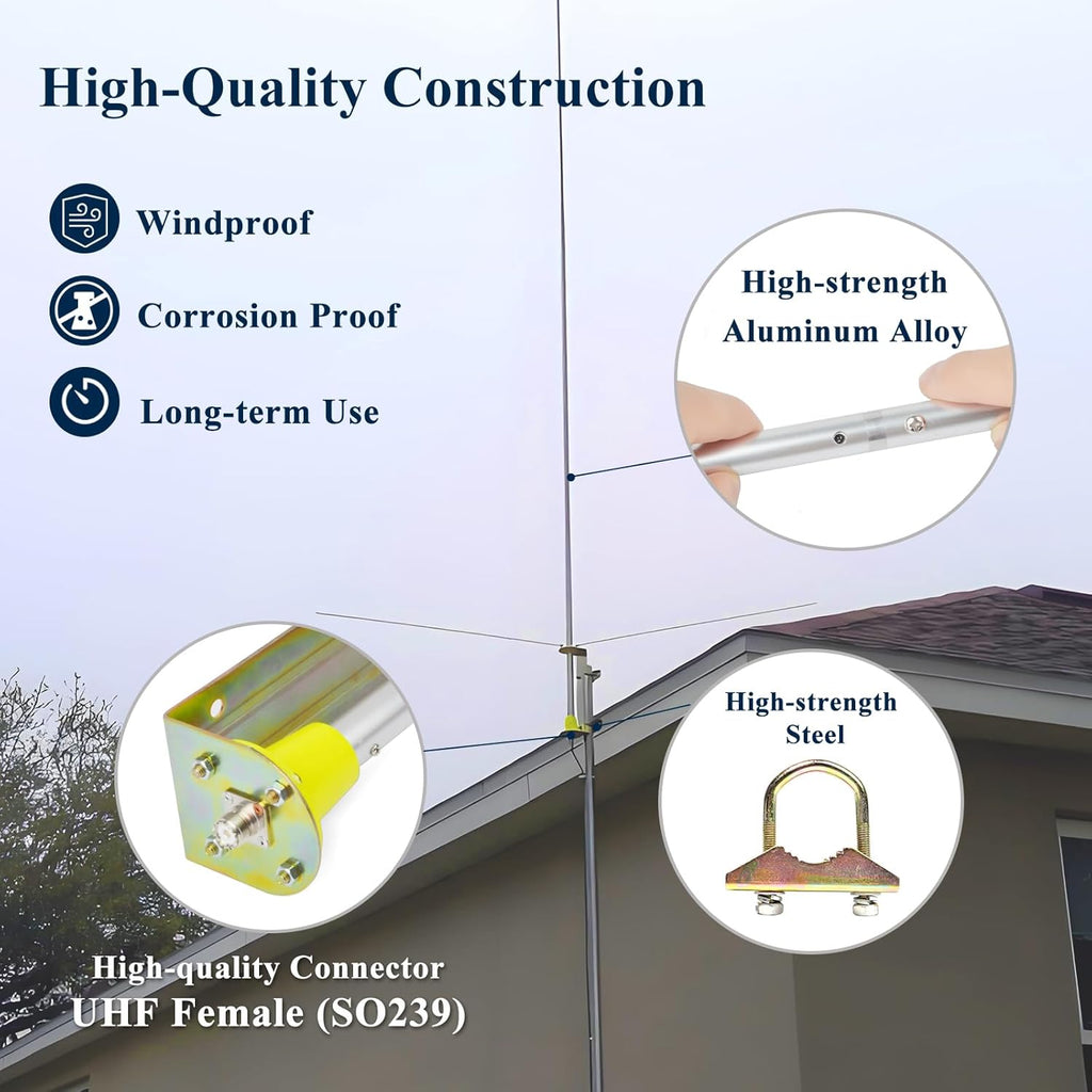 26~28MHz CB Base Station Antenna,20 ft. 100W Aluminum Alloy Omni-Directional Outdoor Antenna for Cobra Midland Uniden President CB Radio Transceivers