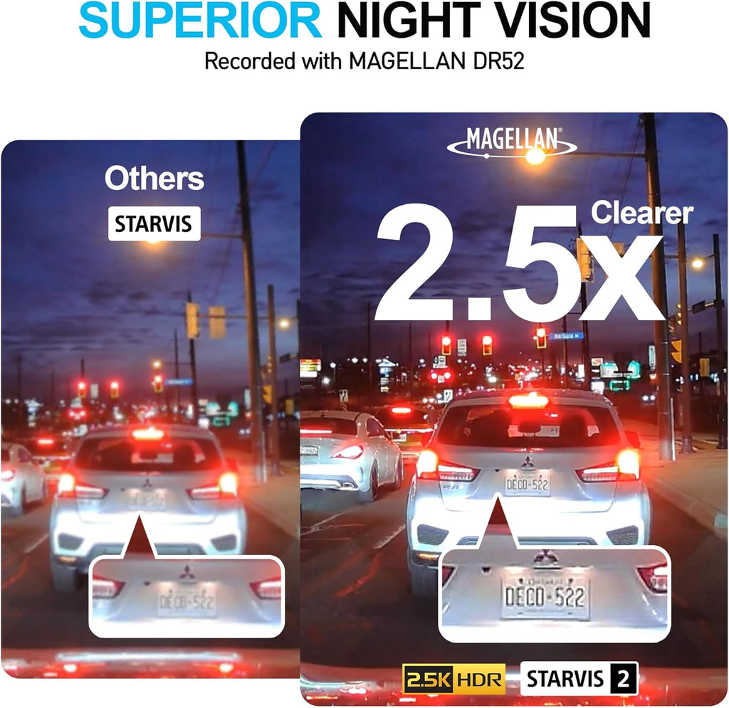 Magellan Dash Cam Front and Rear, 4K+4K Dual Dash Camera for Cars, STARVIS 2 Night Vision, Free 24H Parking Mode Hardwire Kit, Built-in Wi-Fi, GPS, 128GB SD Card Included (DR52)