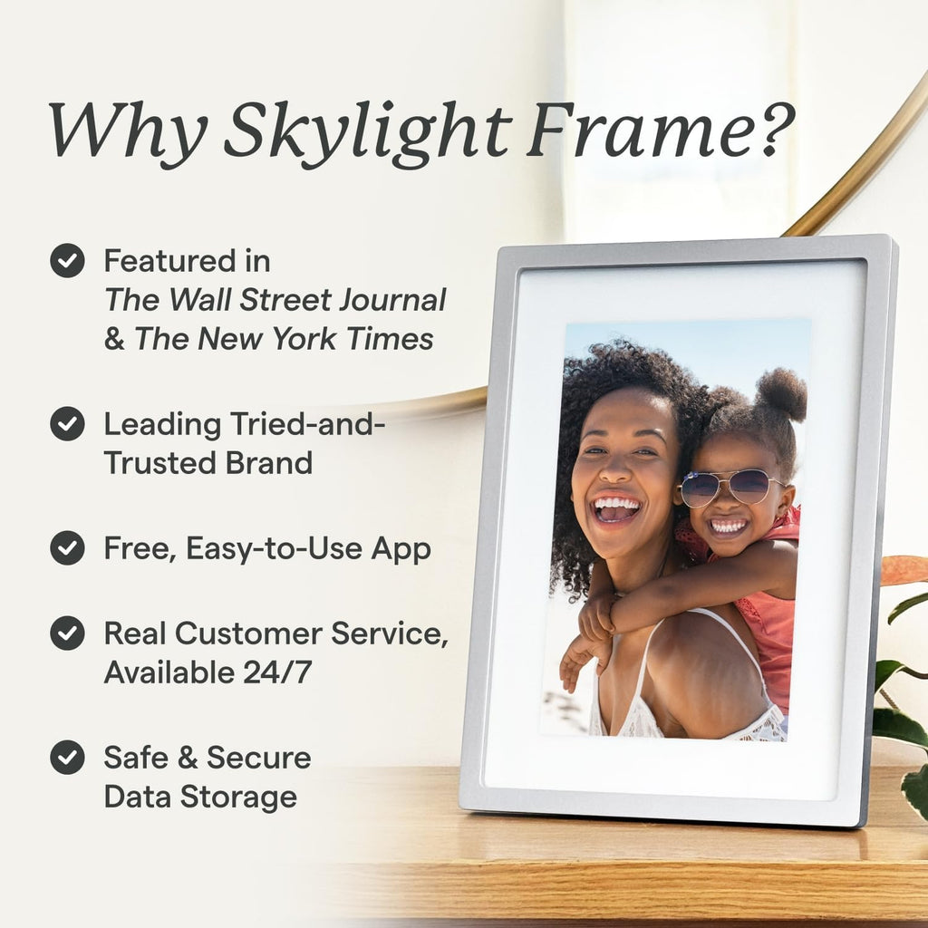 Skylight Digital Picture Frame - WiFi Enabled with Load from Phone Capability, Touch Screen Digital Photo Frame Display - Customizable Gift for Friends and Family - 10 Inch White