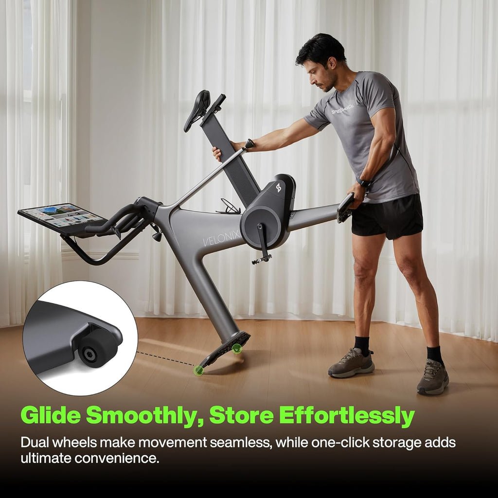 Speediance VeloNix Exercise Bike, Smart AI Fitness Bike with Personalized Fitness Courses & Online Cycling Coaching, 21.5" Screen, Solid Design, Low-Noise Cycling Bike, Stationary Bikes for Indoor Gym